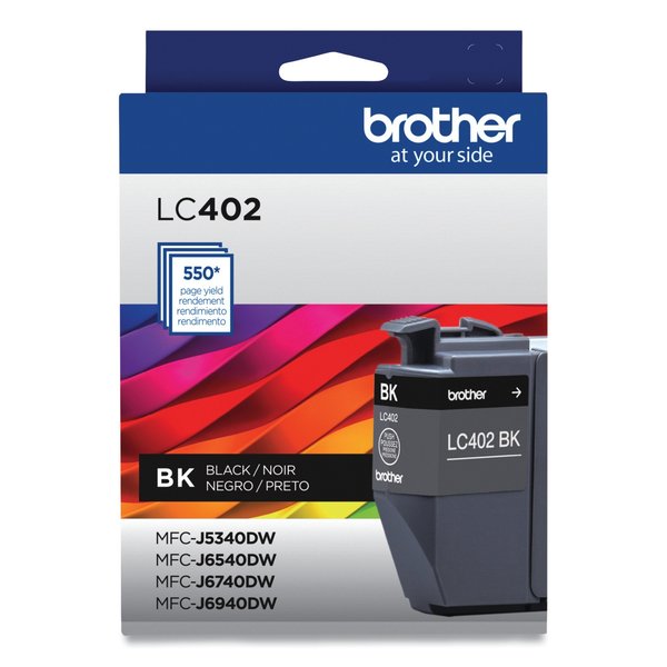 Brother Ink, 550 Page-Yield, Black LC402BKS